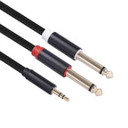 3.5mm to Dual 1/4 Adapter 1/8 to 6.35mm TS Mono Audio Cable Stereo Breakout Cord Y Splitter Compatible with iPhone, iPod, Computer Sound Card, Headphone, Speaker, Home Stereo System (3.3FT/1Pack)