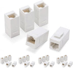 Rapink RJ45 Coupler Inline Keystone Jack, Female to Female RJ45 Keystone Coupler 25 Pack for Ethernet Cat6/Cat5e/Cat5 Cable Extender with Gold Plated White