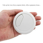 HAHIYO 2Pcs 2.4Inch/60mm White ABS Plastic Sector-Shaped Desk Grommet Wire Grommet Cable Management Cord Hole Cover Desk Wire Hole Insert Wire Organizer for Computer Office Home Equipment System