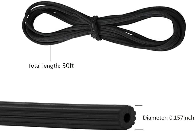 Screen Repair Kit for Windows or Doors Adjustable Fiberglass Screens with Rolling Tool, Screen Retainer Spline and Sliding Door Cleaning Brush (36" x 84", Black)