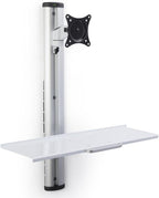 Displays2go Adjustable Monitor Display for Wall Mounting, Adjustable Height, Aluminum Build – Silver, White (VMSSWWM27)