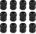 Cable Gland 12 Pack 3/4" NPT Waterproof Adjustable Connector Strain Relief Cord Connectors Joints Nylon with Gaskets…