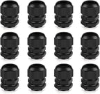 Cable Gland 12 Pack 3/4" NPT Waterproof Adjustable Connector Strain Relief Cord Connectors Joints Nylon with Gaskets…