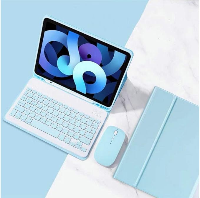 Keyboard Case for iPad Air 11 inch (M3 2025/M2 2024) with Mouse, Case for iPad Air 5th/4th Gen with Keyboard Cover with Pencil Holder, Teal