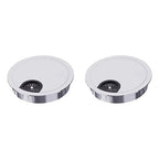 2 Pack Desk Grommet 3-1/8 Inch 80mm, Zinc Alloy Computer Desk Wire Hole Cover, Office Desktop Cord Cable Hole Metal Ring, Silver Tone