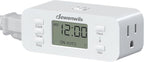 DEWENWILS 24 Hour Programmable Digital Timer Outlet, Timers for Electrical Outlets, Indoor Light Timers for Lamp Fan Aquarium, 2 Grounded Outlet, 125V/15A Resistive/1000W Tungsten, 3 Prong, 1 Pack