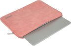 RAINYEAR 13 Inch Laptop Sleeve PU Suede Leather Case Protective Cover Water Resistant Carrying Bag Compatible with 13.3 Notebook Computer Chromebook,14" MacBook M1 M2 M3 M4,13.5 Surface Laptop(Coral)
