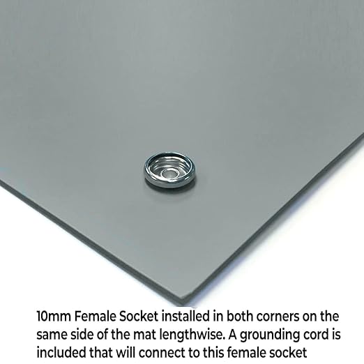 RubberStat Dual Layer ESD Compliant Workstation Rubber Table Mat Kit, Soldering, Cell Phone Repair, with Wrist Strap Set and Ground Cord - 24"x60" Grey
