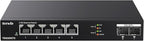 Tenda TEM2007X, 5 Port 2.5G Ethernet Switch, Unmanaged 2.5Gb Switch with 5 x 2.5G Ports & 2 x 10Gb SFP+ Slots, 50Gbps Switching Capacity, Plug & Play, Desktop/ Wall-Mount, Fanless Metal Design