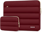 MOSISO 15-15.6 inch Laptop Case, 16 inch Puffy Laptop Sleeve Compatible with MacBook Pro 16, HP Dell ASUS Acer Toshiba Lenovo Notebook Computer, Polyester Horizontal Bag with Small Case, Red