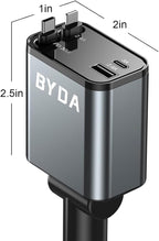 Fast Charger 4 in 1 Retractable Car Charger 69W with Starry Light,USB-C Fast Car Accessories,Compatible with All iPhones All Android Phones (Grey, Lightning & USB-C/Without Starry)