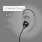 Panasonic ErgoFit Wired Earbuds With Microphone, 3.5mm Jack Wired Headphones with Mic and Call Controller, Ergonomic Custom-Fit Earpieces (S/M/L), for Phones and Laptops - RP-TCM125-A (Blue)