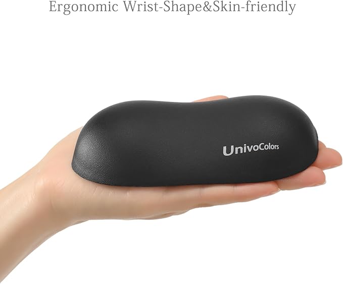 UnivoColors Design-Wave Set of Wrist Rest,Artificial Sheepskin+Memory Foam+Ergonomic+Anti-Slip Gel, Resilience Support During Work and Gaming,Keyboard Accessory,Black