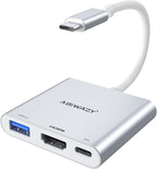 USB C to HDMI Adapter, 4K HDMI to USB-C Multiport Hub Adapter with 100W PD & USBA 3.0 Port, Type C Digital AV Converter for iPad Pro,MacBook Pro/Air,iPhone 15/16,Switch,TV, Monitor and More(Silver)
