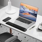 MEKASS Ergonomic Wrist Rest for Keyboard and Mouse, Soft Memory Foam Keyboard Wrist Rest Set with Non-Slip Silicone Base, Easy Typing, Pain Relief, Comfort for Office, Work, Gaming (White)