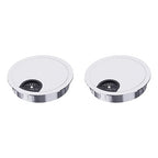 2 Pack Desk Grommet 3-1/8 Inch 80mm, Zinc Alloy Computer Desk Wire Hole Cover, Office Desktop Cord Cable Hole Metal Ring, Bright Silver