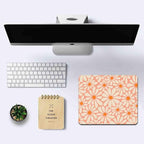 IMAYONDIA Cute Pink Mouse Pad, Daisy Flowers Mouse Pad, Aesthetic Modern Art Mousepad, Abstract Desk Decor, Anti Slip Rubber Base Orange Floral Mice pad for Computer Office Girl, 9.5 x 7.9 Inch