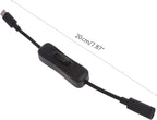 USB-C Extension Cable with Inline On/Off Switch - 6ft Power Control for Monitors, Printers and Gaming | Gold-Plated Connectors and 4K Video Support (Black)