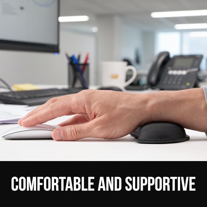 GORILLA GRIP Silky Gel Memory Foam Keyboard Wrist Rest for Computer and Mouse Pad, Ergonomic Design Typing Support, Desk Office Supplies, Hand & Arm Mousepad Cushion and Coaster, 3 Piece Set, Black