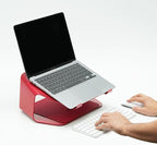 NUMIN Facet Laptop Station Red | Laptop Tabletop Stand Tall Height Ventilated | Sturdy Rust Free Metal Design | Anti Slip leatherite Surface | Compatible for MacBook, HP, Dell, Lenovo