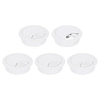 uxcell 5 Pcs 53mm (2.09 Inch) Desk Grommet, Plastic Cable Hole Cover, Wire Cord Cable Organizer for Home Office Computer Desk Cabinet, White