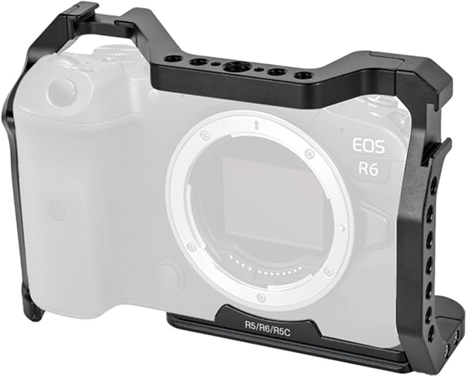 R5 ii/R5/R6/R5C/R6 ii Camera Cage,R5 Mark ii/R6 Mark ii Cage with Cold Shoe and ARRI Interface for EOS R5C/R6 Mark II/R5 Mark II/R5/R6/R5C