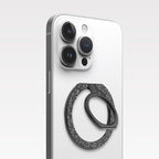 PureGear Magnetic Phone Grip Ring Stand, Magnetic Phone Ring Holder for MagSafe iPhone 16, 16Pro, 16Plus, 16ProMax, 15, 15Plus, 14, 14ProMax, 13, 12, Adjustable Kickstand(Brushed Black Glitter)