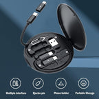 USB C Adapter OTG Cable Kit, Multi Charging Cable Case Convertor USB C to iOS Device/Type C/Micro/USB A Adapter, Data Transfer Contains Card Slot for Traveling, Use as Phone Holder (Black)