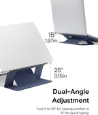 MOFT Laptop Stand for Desk, Adhesive MacBook Computer Stand with 2 Adjustable Viewing Angles, Foldable and Portable Laptop Riser Compatible with 11"-16" Laptops, Navy Blue