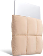 Comfyable Puffy Laptop Sleeve 13 Inch 14 Inch, Quilted Puffer Laptop Carrying Case, Pillow Case Compatible with MacBook Air M4 2025 M3 M2 M1, MacBook Pro M4 Pro/Max, Sand