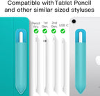 MoKo Pencil Holder Sticker Fit Apple Pencil Pro, Apple Pencil (USB-C), Apple Pencil 1st/2nd Generation, Elastic Pencil Pocket Pouch Adhesive Sleeve Attached to iPad Case for Stylus Pens, Cyan Blue