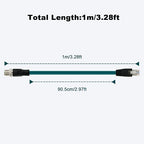 Alvin's Cables M12 8 Pin Male to RJ45 Shielded Ethernet Cable M12 X Coded 8 Position Cat6a Cable for Cognex Industrial Camera 3.2ft/1M