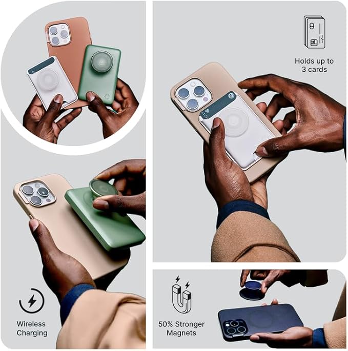 PopSockets iPhone 15 Plus Case with Phone Grip and Slide Compatible with MagSafe, Phone Case for iPhone 15 Plus, Wireless Charging Compatible - French Navy