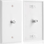 1-Port TV Cable Wall Jack F Connector Coax Video Jack Single Gang Wall Plates (White, 8 Pcs)