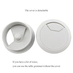 HAHIYO 2Pcs 2Inch/50mm White ABS Plastic Sector-shaped Desk Grommet Wire Grommet Cable Management Cord Hole Cover Desk Wire Hole Insert Wire Organizer for Computer Office Home School Equipment Systems