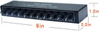aux Mini Jack TRS 3.5 mm Input 1 in 10 Out Channel Headphone Amplifier Stereo Audio Amp with 12V 1A Power Adapter Distributor Headphone Splitter for Studio and Stage Black