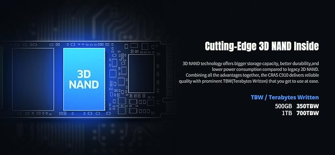 KLEVV CRAS C910 500GB M.2 2280 NVMe PCIe Gen4x4 Laptop & Desktop Internal SSD Heatsink Included, up to 5000MB/s (K500GM2SP0-C91)