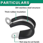 110PCS Cable Clamps Assortment Kit,10 Sizes—1/4" 5/16" 3/8" 1/2" 5/8" 3/4" 1" 1-1/4" 1-1/2" 1-3/4" Stainless Steel Rubber Coated Cushioned Insulated Cable Clamp,Automotive Wire Pipe Clamps