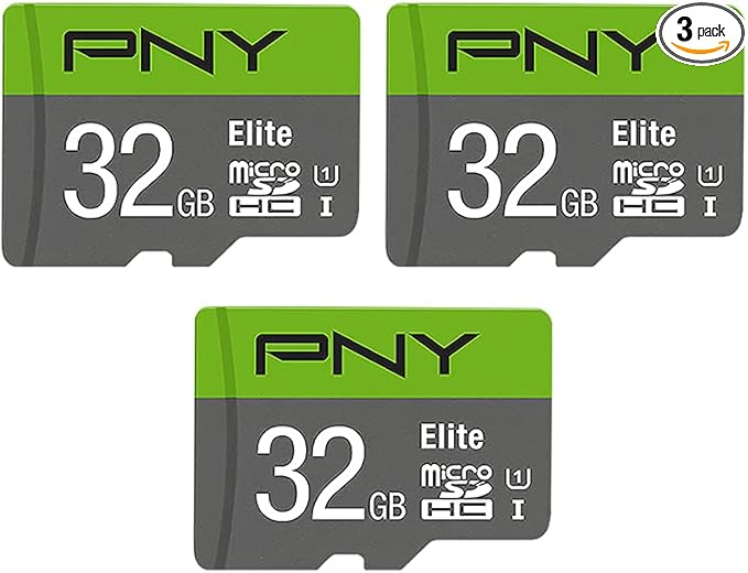 PNY 32GB Elite Class 10 U1 microSDHC Flash Memory Card - 100MB/s, Class 10, U1, Full HD, UHS-I, Micro SD (Pack of 3)