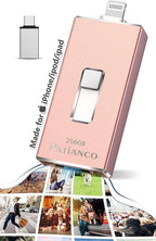 Photo Stick Apple MFi Certified for iPhone 256GB, USB Flash Drive for iPhone Thumb Drive, iPhone-Memory-Stick for iPad/iPhone/Computer Picture Keeper Portable Hard Drive Pink