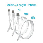 BLACK+DECKER Lightning to USB Cable - Fast Compatible iPhone Lightning Cable - Durable Braided iPhone Charger Cord - for Travel and Daily Use - Multiple Color + Length Options - 9ft