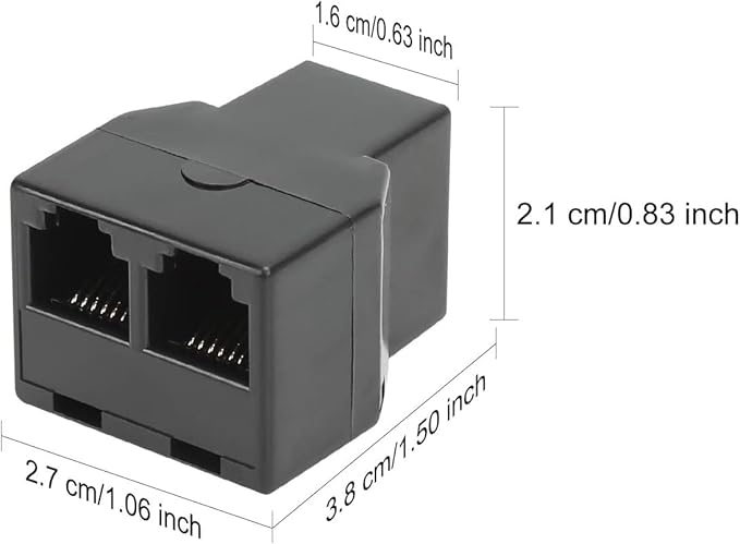 Uvital RJ12 6P6C 3 Female Telephone Line Splitters, Phone Jack Splitter, Telephone Landline Cable Connector and Separator(Black, 20 Pack)