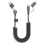 Coiled USB-C and Lightning Cable 2-in-1, 3FT iPhone 17 16 Car Charger Cord, 60W Fast Charging Cable for iPhone 15, Samsung Galaxy Supports Apple CarPlay & Android Auto (Black)