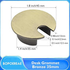 Desk Grommet 1-3/8" (35 mm), Desk Cord Hole Cover, Cable Grommet Metal Zinc Alloy Materilal, Desk Hole Grommet for Office and Home Table Cable, Detachable Cable Cord Organizer (Bronze 1 Pcs)