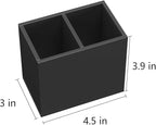 NIUBEE Acrylic Pen Holder 2 Compartments, Black Pencil Organizer Cup for Countertop Desk Accessory Storage
