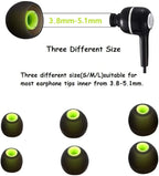 Earbuds Replacement Tips Silicone Earbud Tips Ear Gels Fit for Inner Hole from 3.8mm - 5.1mm Earphones 9 Pairs S/M/L Black-Green