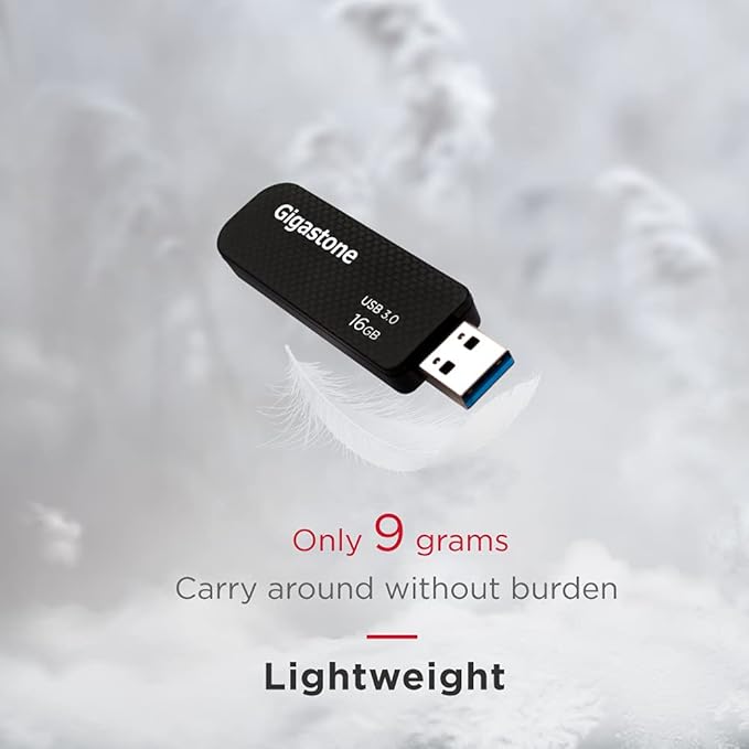 Gigastone Z30 16GB USB3.0 Flash Drive, Capless Retractable Design Pen Drive, Carbon Fiber Style, Reliable Performance & Durable