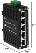 Mini Industrial 5 Ports Gigabit Switch Hardened 5 Port RJ45 10/100/1000Mbps Ethernet Switch Din Rail Mount Ethernet Switch Wall Mounts Included (-40 to 167 ºF) 10Gbps Switching Capacity