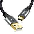 AGVEE 10ft Mini USB Cable, Braided Durable USB-A to Mini-B Charger Charging Cord for TI-84, Garmin GPS, Go-Pro Hero 4 3 2 HD, PS3 Controller, Canon Camera, Blue Yeti Microphone, Dark Gray