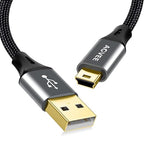 AGVEE 2 Pack 6.6ft Mini USB Cable, Braided Durable USB-A to Mini-B Charger Charging Cord for TI-84, Garmin GPS, Go-Pro Hero 4 3 2 HD, PS3 Controller, Canon Camera, Blue Yeti Microphone, Dark Gray